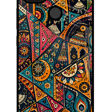 Folk Print Poco C31 Glass Case