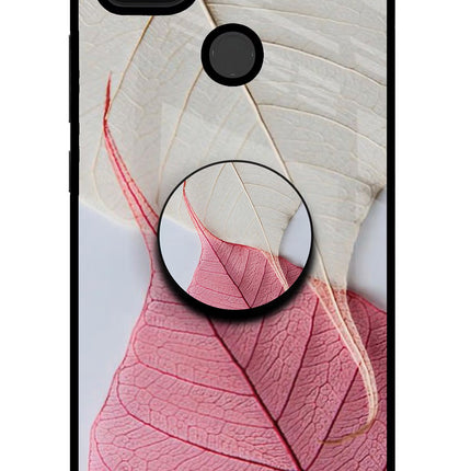 White Pink Leaf Poco C31 Pop Case by Casekaro