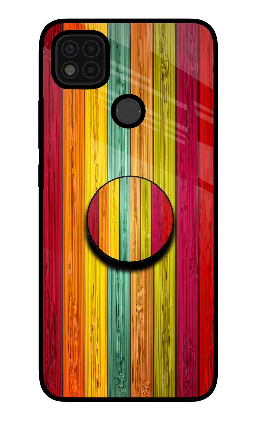 Multicolor Wooden Poco C31 Pop Case, Glass case
