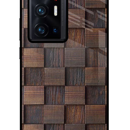 Wooden Cube Design Vivo X70 Pro+ Glass Case Back Cover by Casekaro