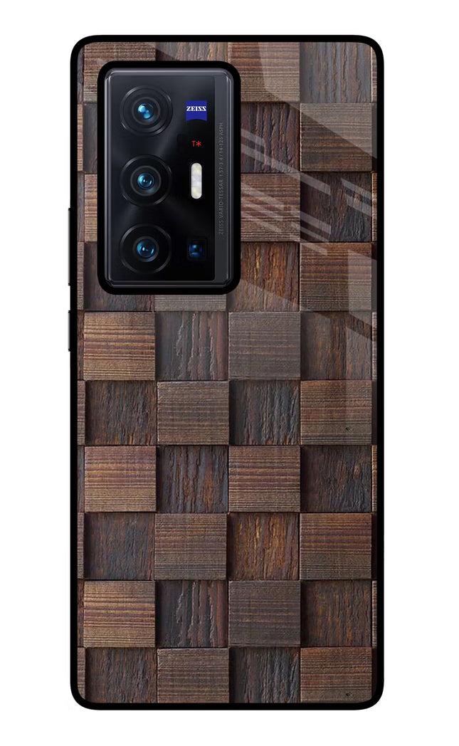 Wooden Cube Design Vivo X70 Pro+ Glass Case Back Cover by Casekaro