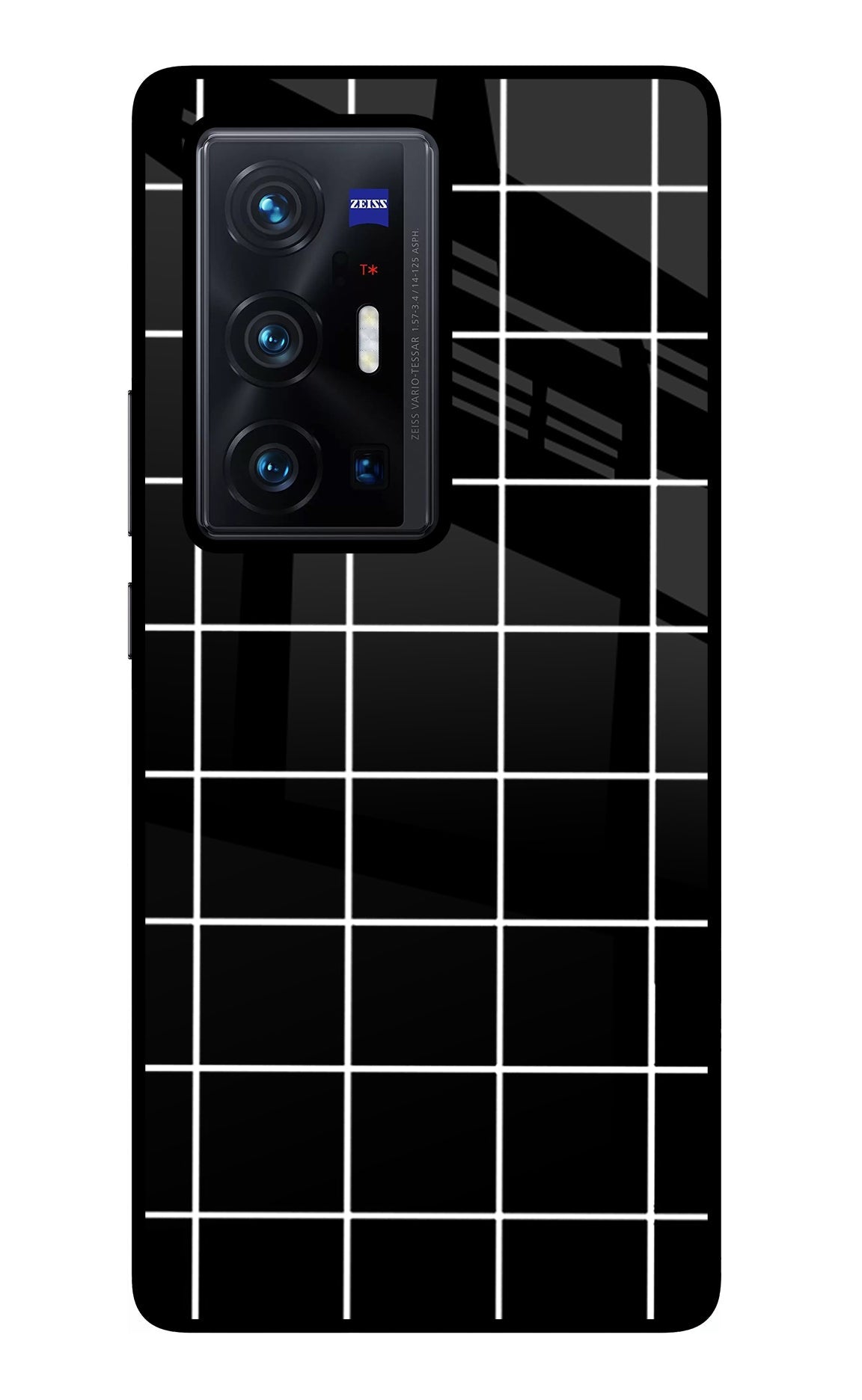 White Grid Vivo X70 Pro+ Glass Case