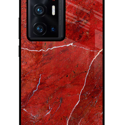 Red Marble Design Vivo X70 Pro+ Glass Case Back Cover by Casekaro
