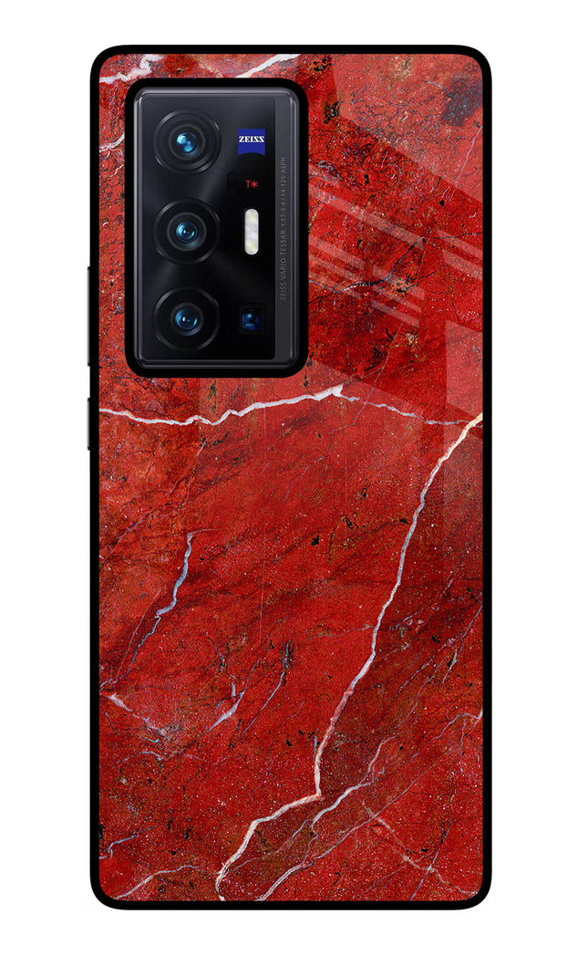 Red Marble Design Vivo X70 Pro+ Glass Case Back Cover by Casekaro