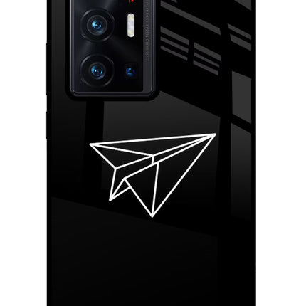 Paper Plane White Vivo X70 Pro+ Glass Case Back Cover by Casekaro