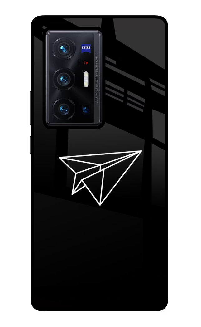 Paper Plane White Vivo X70 Pro+ Glass Case Back Cover by Casekaro