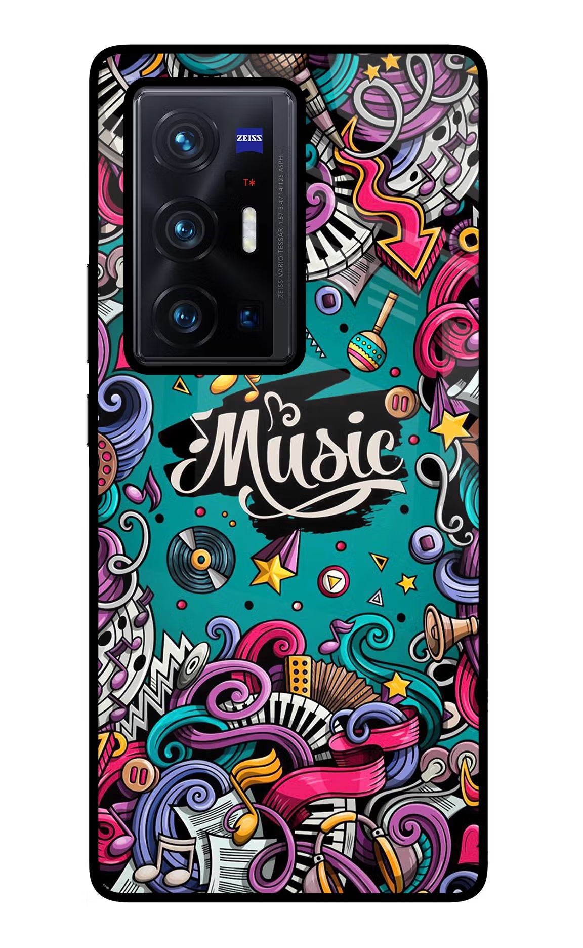 Music Graffiti Vivo X70 Pro+ Glass Case Back Cover by Casekaro