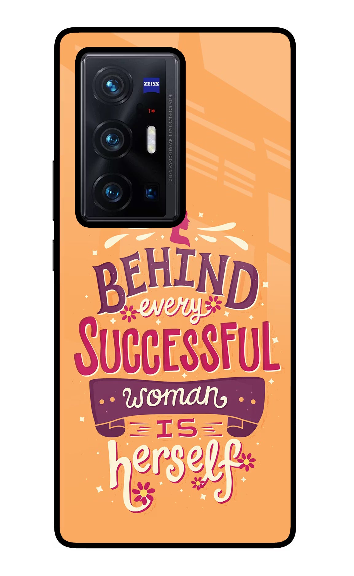 Behind Every Successful Woman There Is Herself Vivo X70 Pro+ Glass Case Back Cover by Casekaro