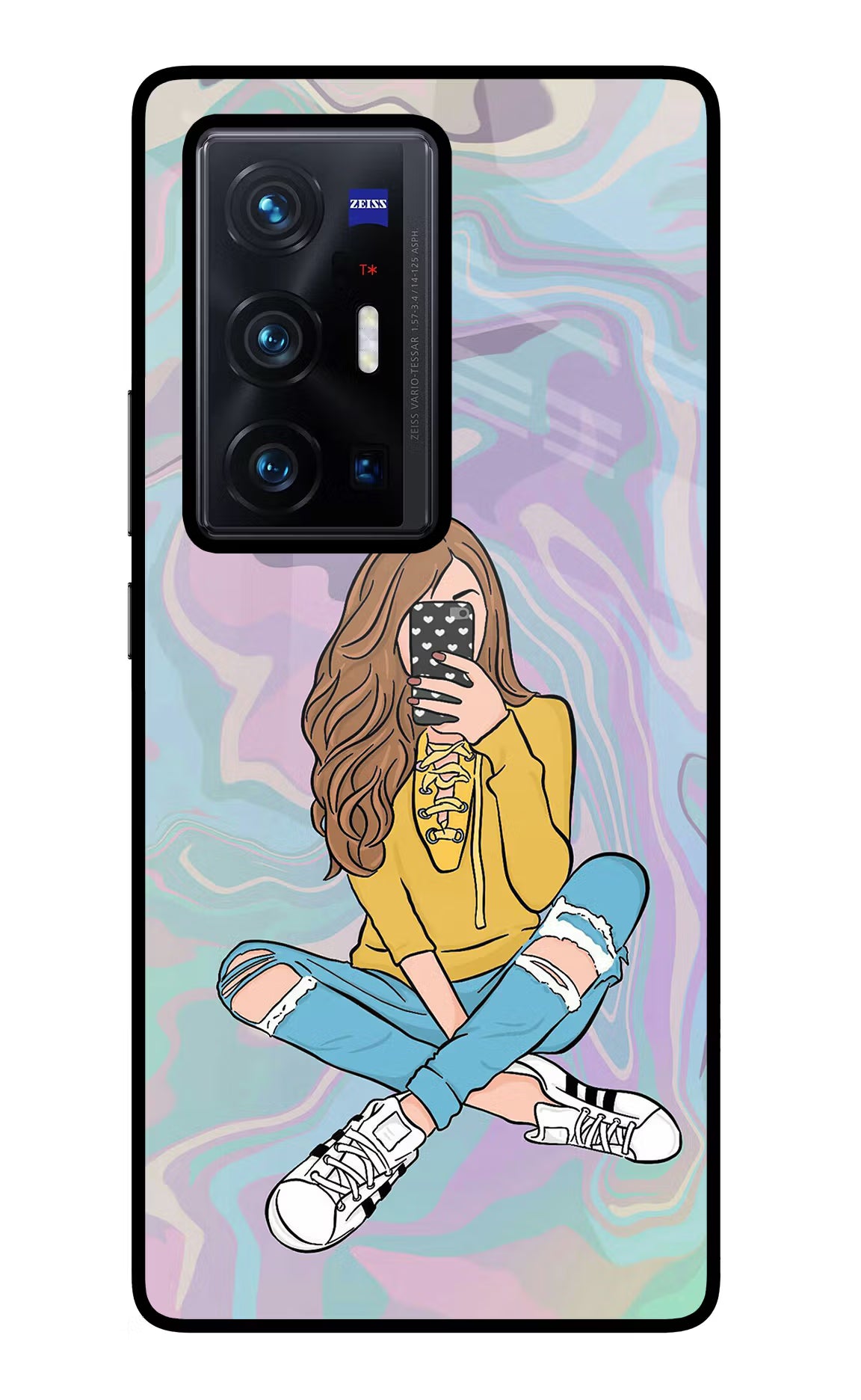 Selfie Girl Vivo X70 Pro+ Glass Case Back Cover by Casekaro