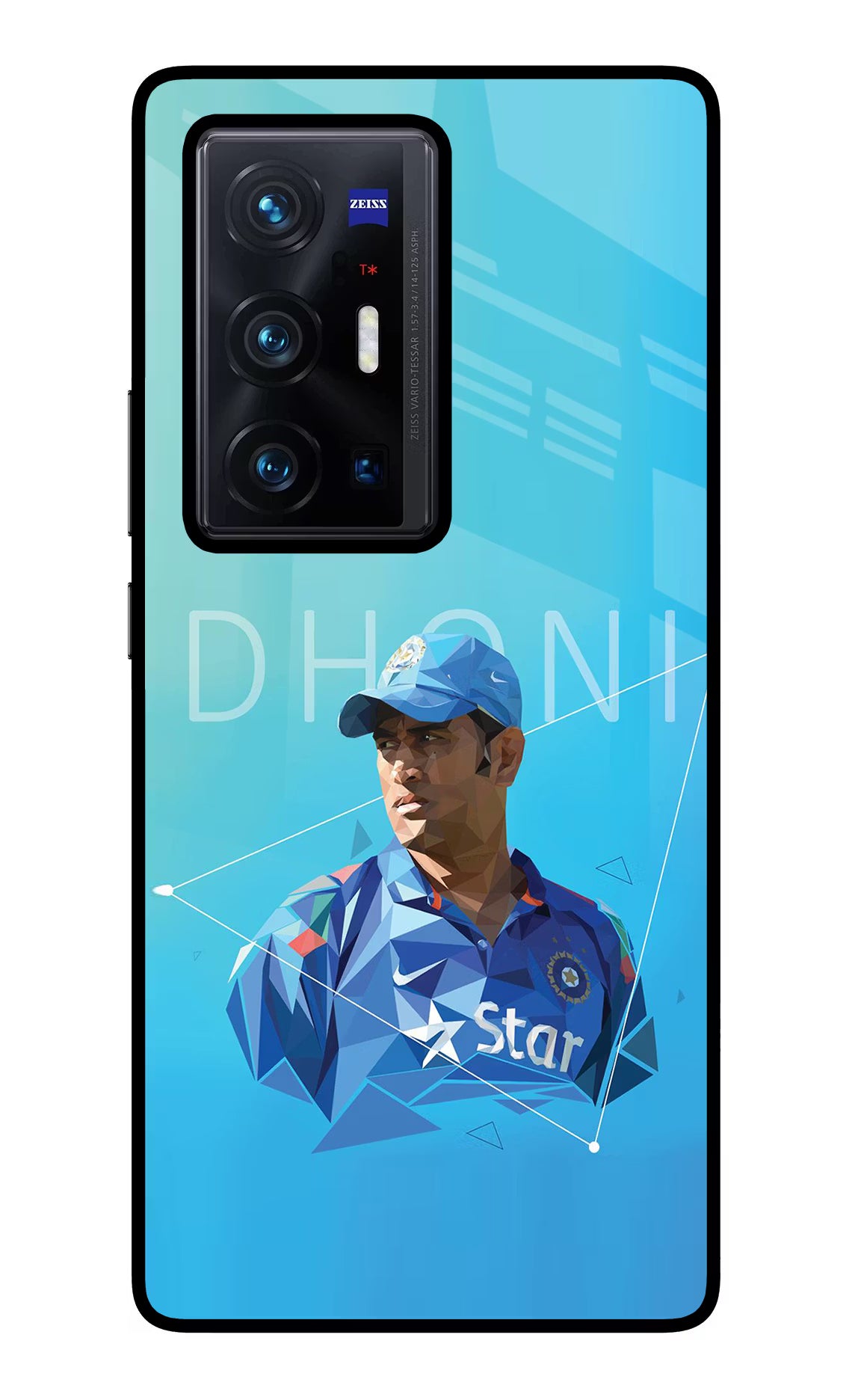 Dhoni Artwork Vivo X70 Pro+ Glass Case Back Cover by Casekaro