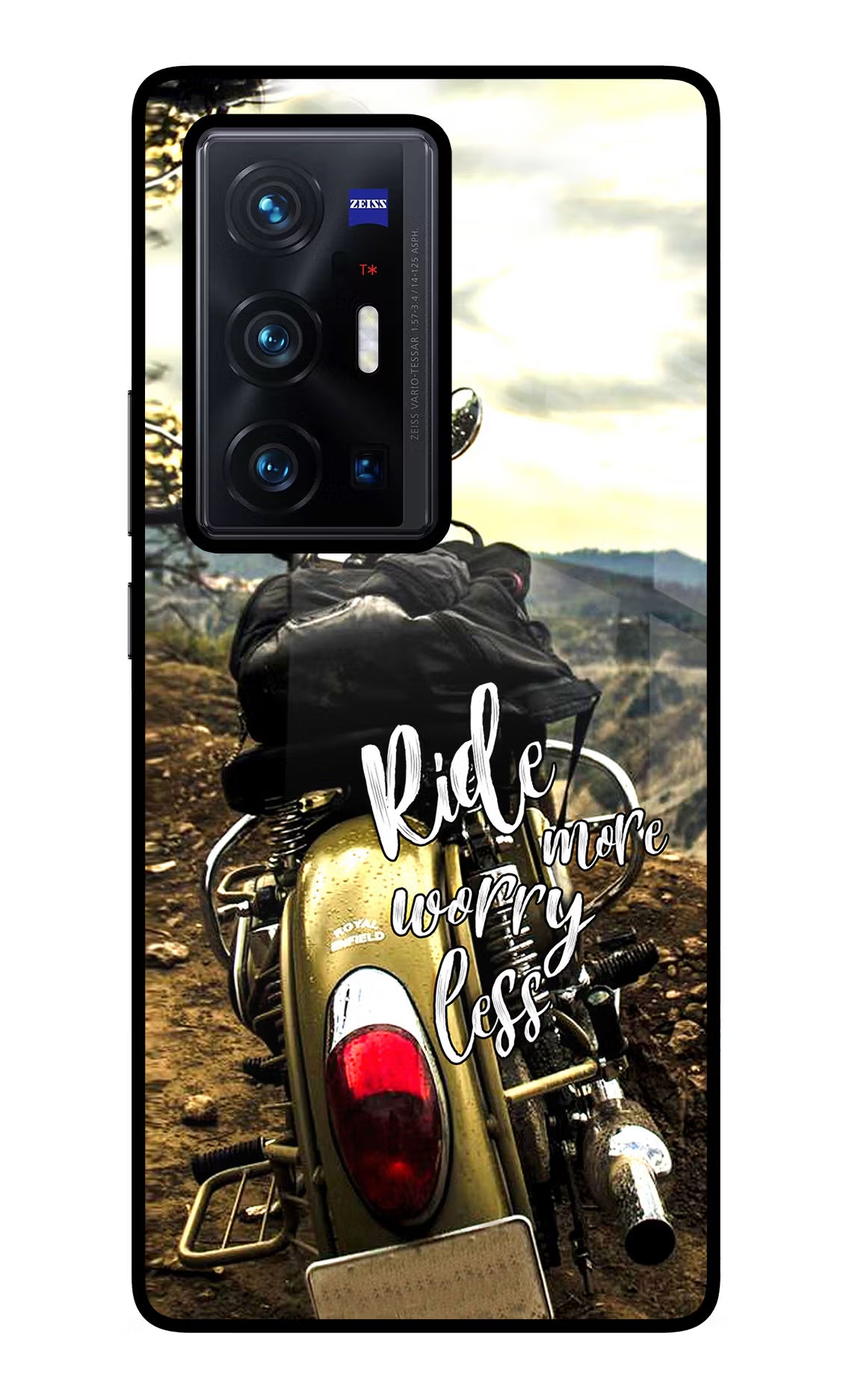 Ride More Worry Less Vivo X70 Pro+ Glass Case Back Cover by Casekaro