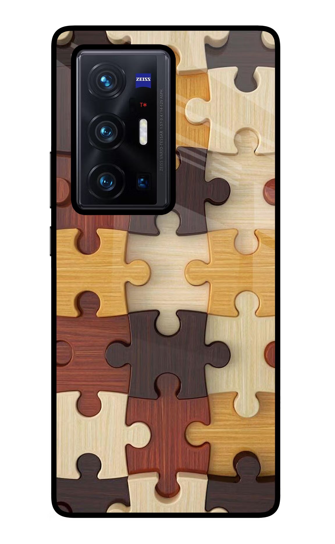 Wooden Puzzle Vivo X70 Pro+ Glass Case Back Cover by Casekaro