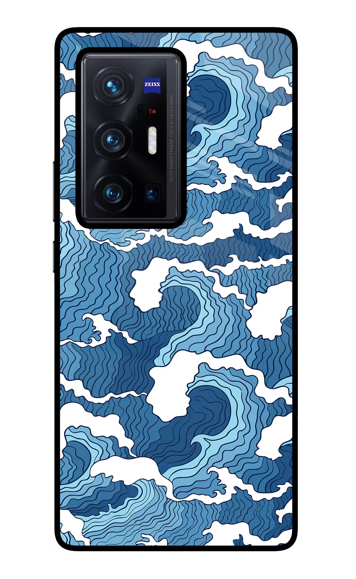 Blue Waves Vivo X70 Pro+ Glass Case Back Cover by Casekaro