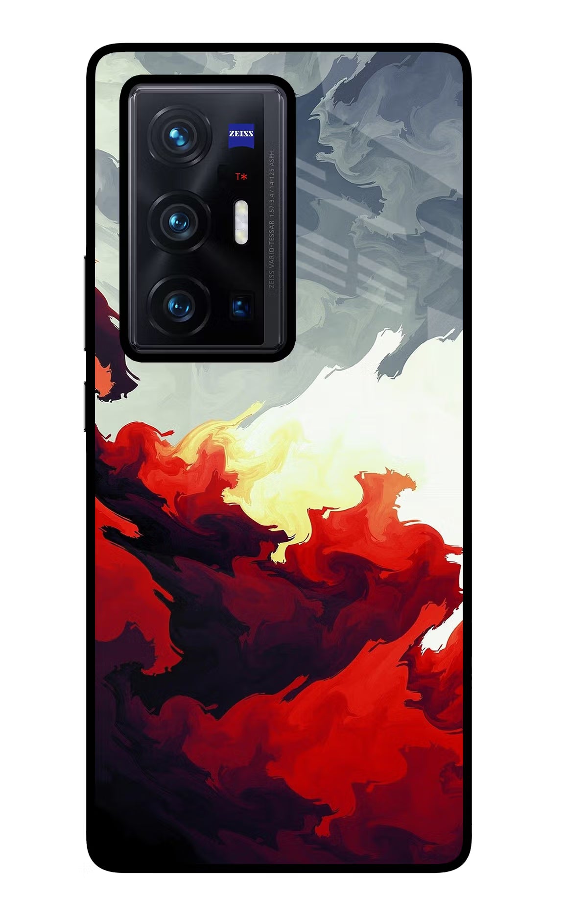 Fire Cloud Vivo X70 Pro+ Glass Case Back Cover by Casekaro