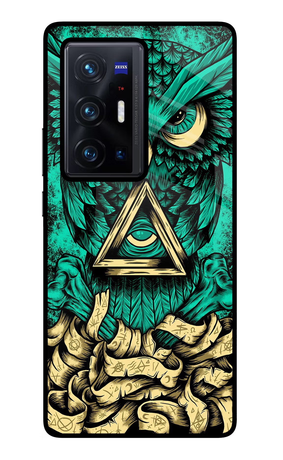 Green Owl Vivo X70 Pro+ Glass Case Back Cover by Casekaro