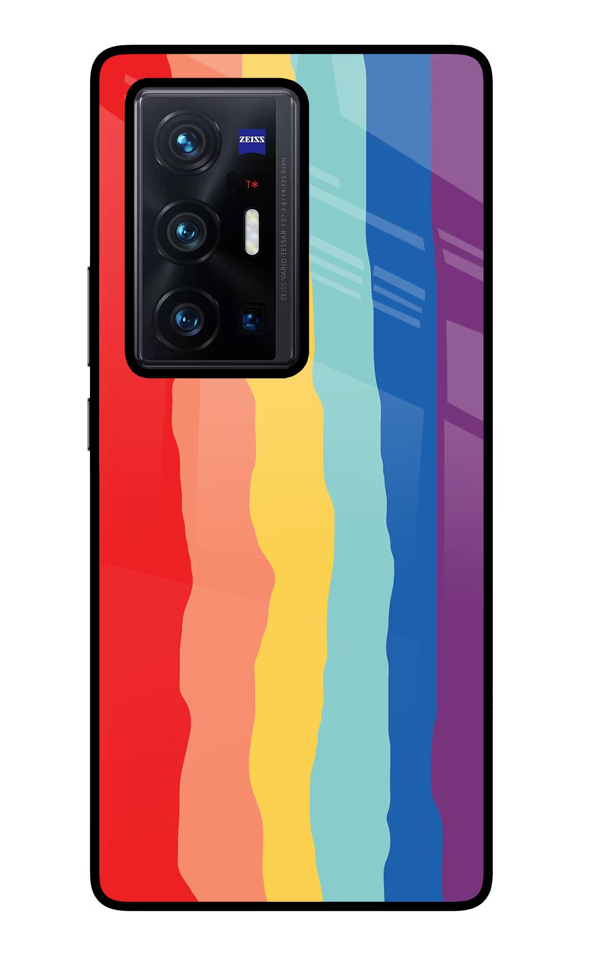 Rainbow Vivo X70 Pro+ Glass Case Back Cover by Casekaro