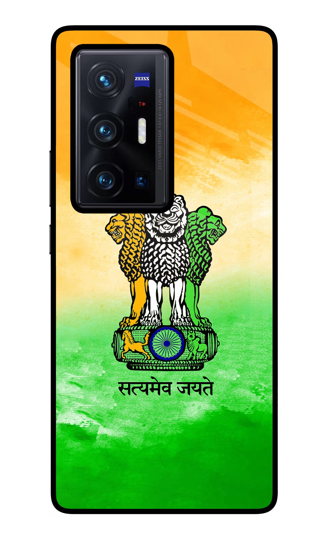 Satyamev Jayate Flag Vivo X70 Pro+ Glass Case Back Cover by Casekaro