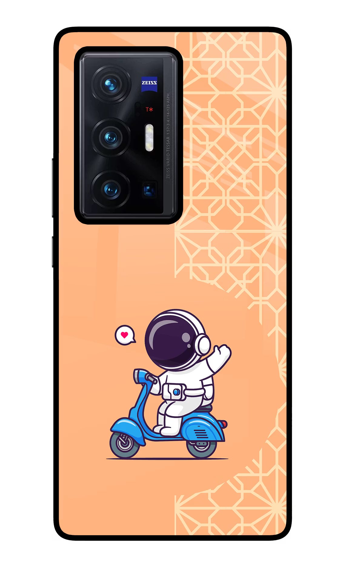 Cute Astronaut Riding Vivo X70 Pro+ Glass Case Back Cover by Casekaro