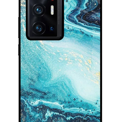 Blue Glitter Marble Vivo X70 Pro+ Glass Case