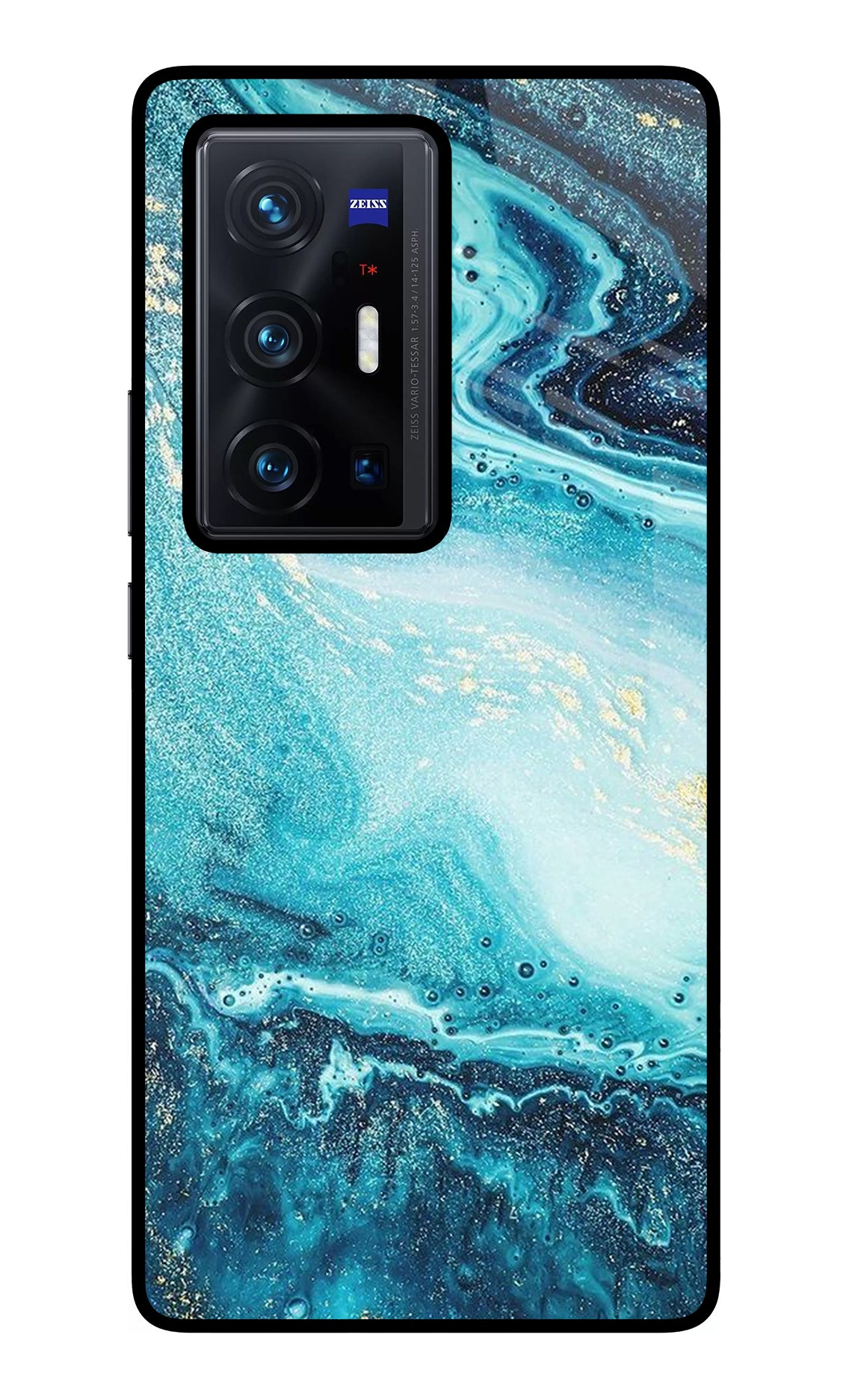 Blue Glitter Marble Vivo X70 Pro+ Glass Case