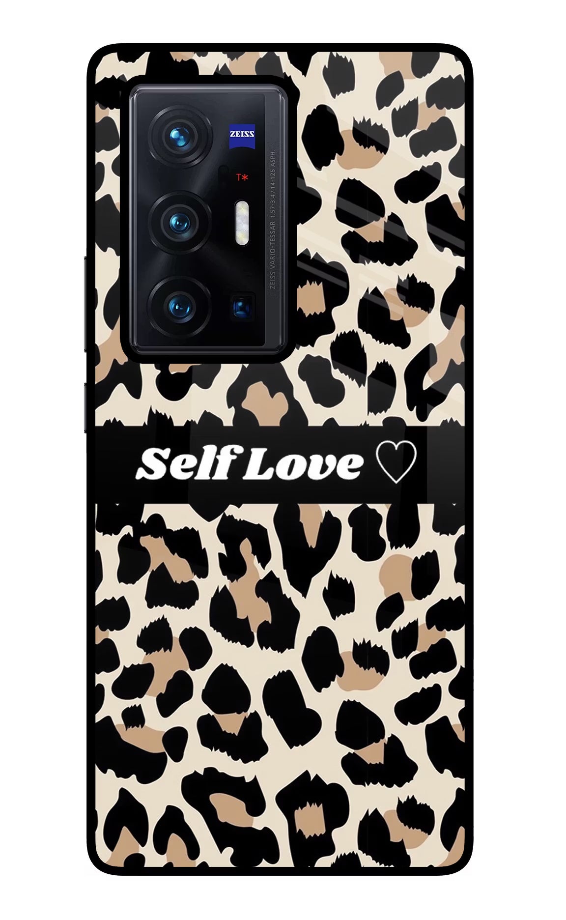 Leopard Print Self Love Vivo X70 Pro+ Glass Case Back Cover by Casekaro