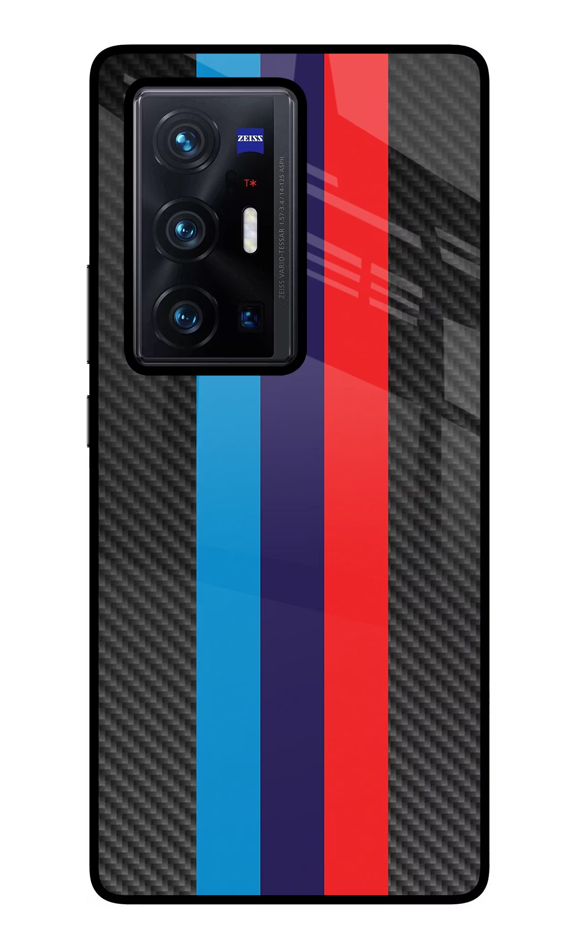BMW Stripes Pattern Vivo X70 Pro+ Glass Case Back Cover by Casekaro