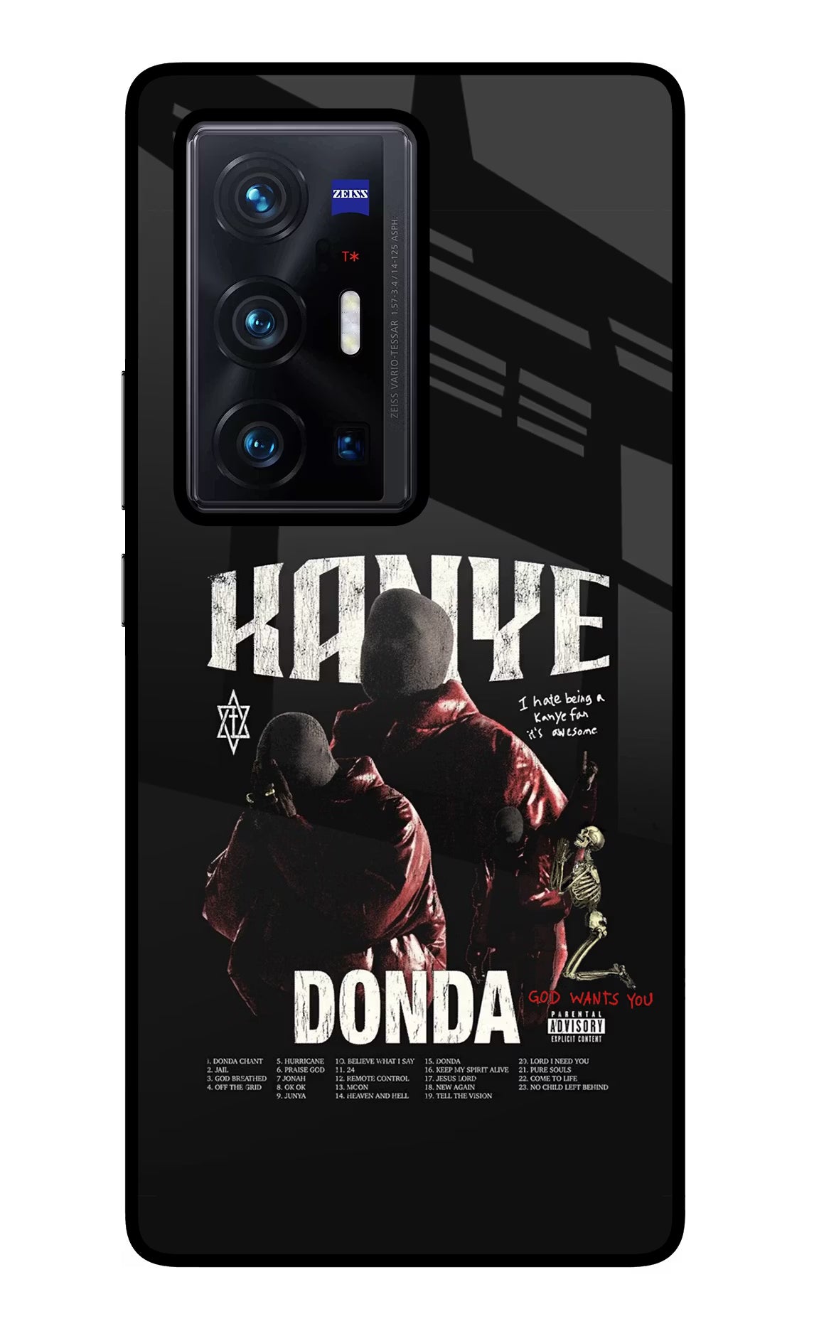 Donda Kanye West Vivo X70 Pro+ Glass Case Back Cover by Casekaro