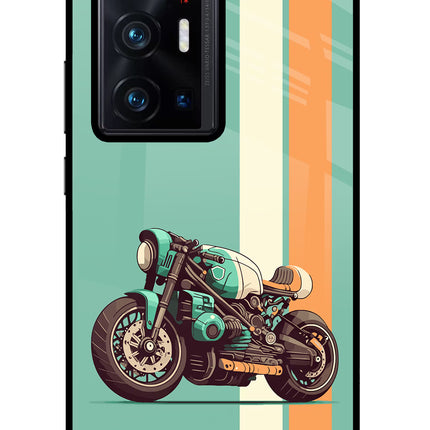 Striped Moto Drift Vivo X70 Pro+ Glass Case