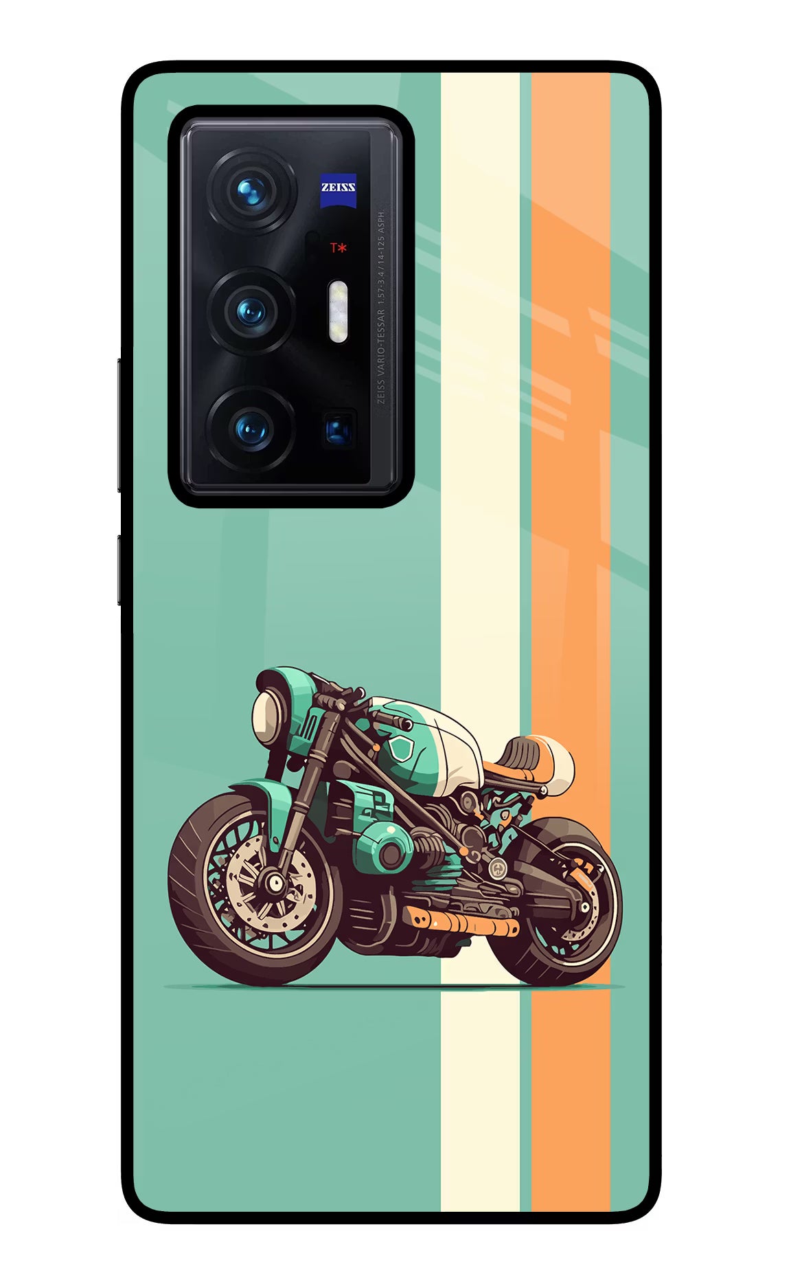 Striped Moto Drift Vivo X70 Pro+ Glass Case