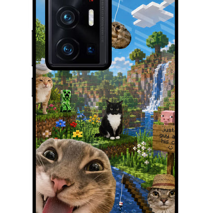 Minecraft Cat Chaos Vivo X70 Pro+ Glass Case