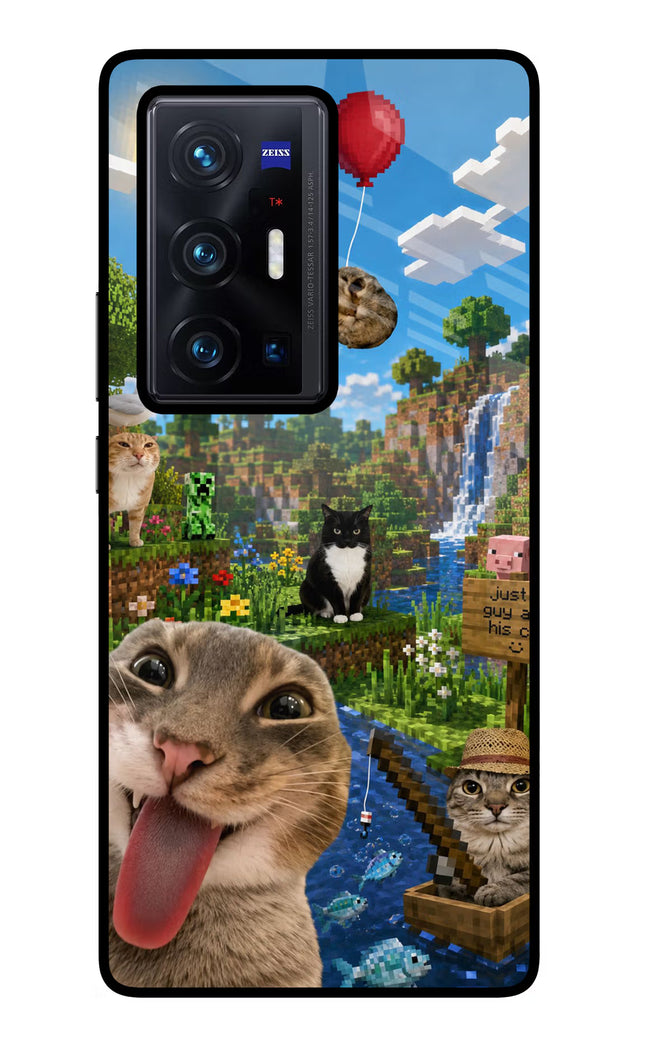 Minecraft Cat Chaos Vivo X70 Pro+ Glass Case
