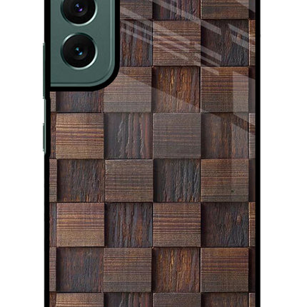 Wooden Cube Design Samsung S22 Glass Case