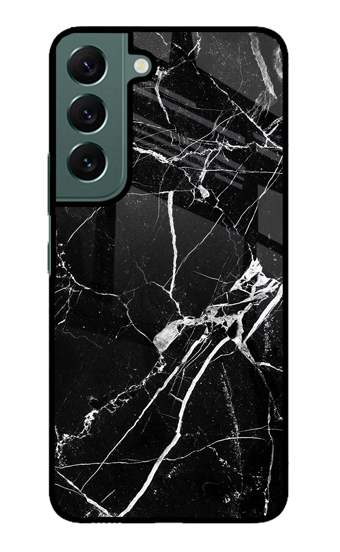 Black Marble Pattern Samsung S22 Glass Case Back Cover by Casekaro