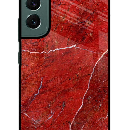 Red Marble Design Samsung S22 Glass Case