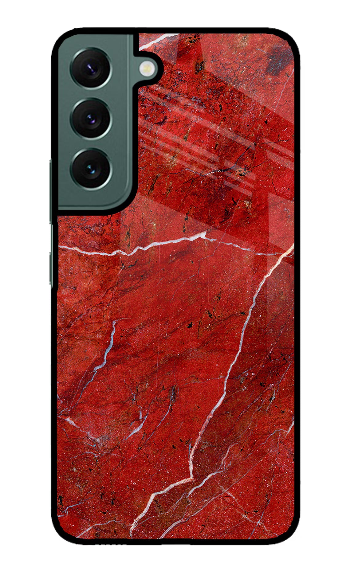 Red Marble Design Samsung S22 Glass Case Back Cover by Casekaro