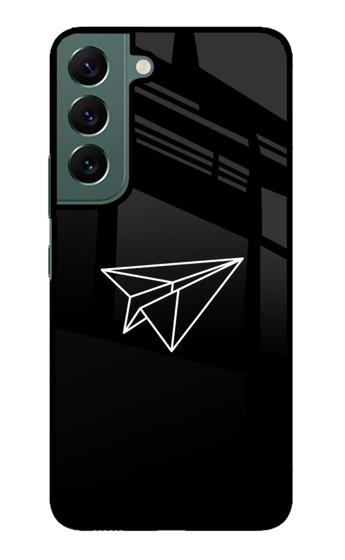 Paper Plane White Samsung S22 Glass Case Back Cover by Casekaro
