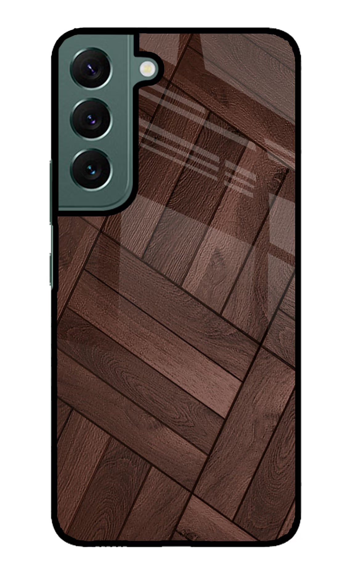 Wooden Texture Design Samsung S22 Glass Case Back Cover by Casekaro