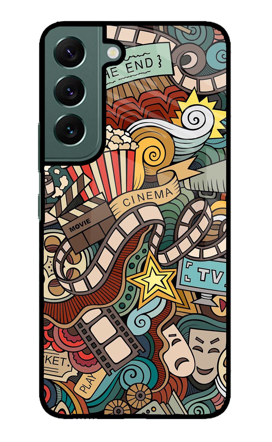 Cinema Abstract Samsung S22 Glass Case Back Cover by Casekaro