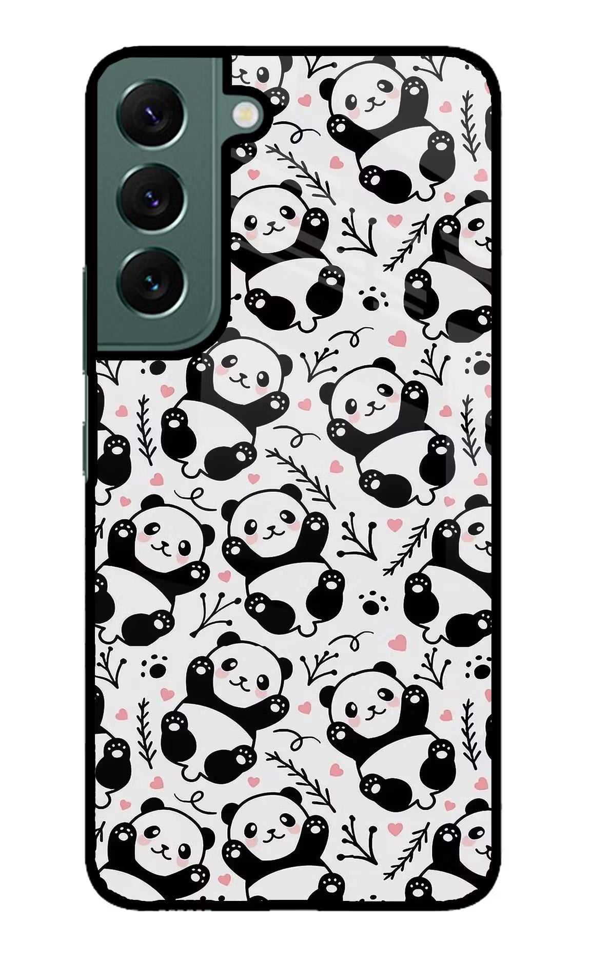 Cute Panda Samsung S22 Glass Case Back Cover by Casekaro