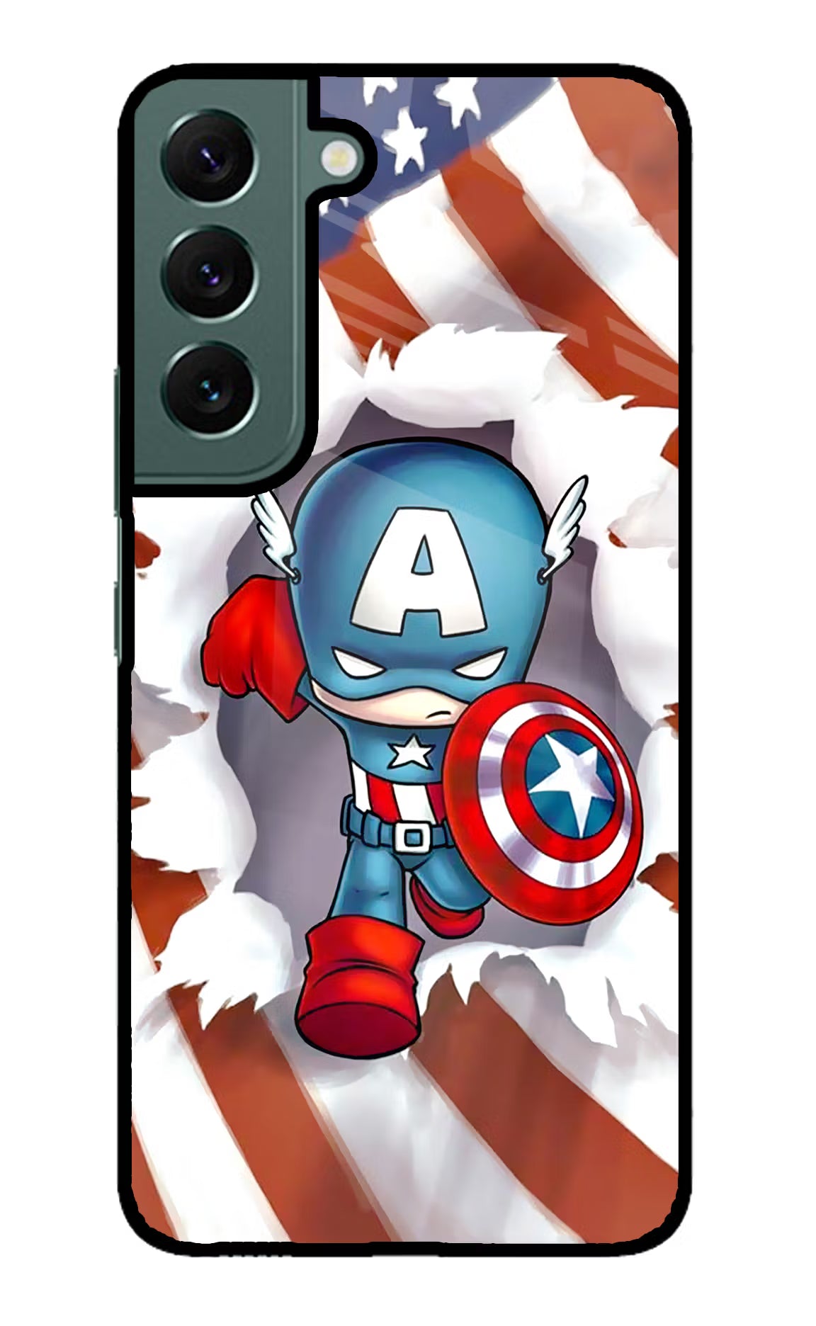 Captain America Samsung S22 Glass Case Back Cover by Casekaro