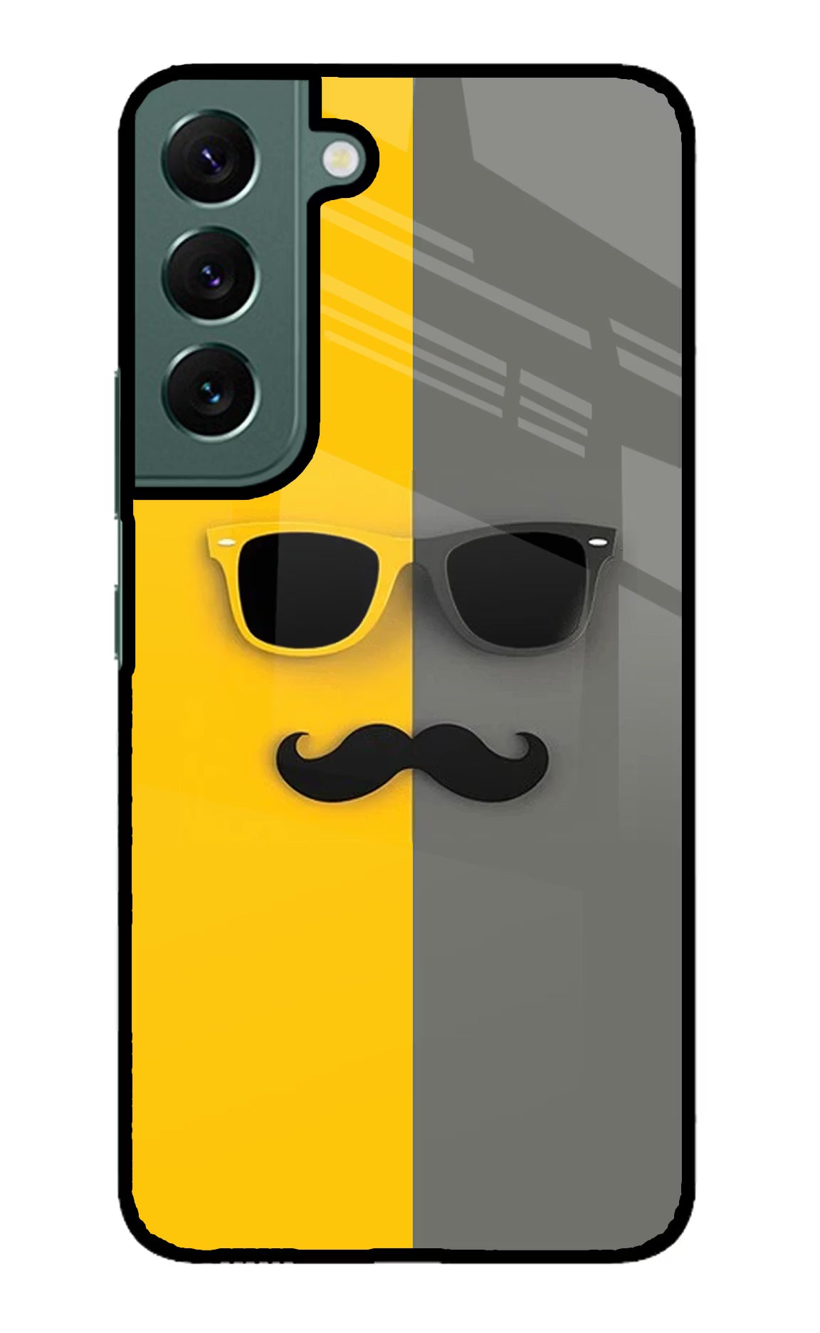 Sunglasses with Mustache Samsung S22 Glass Case Back Cover by Casekaro