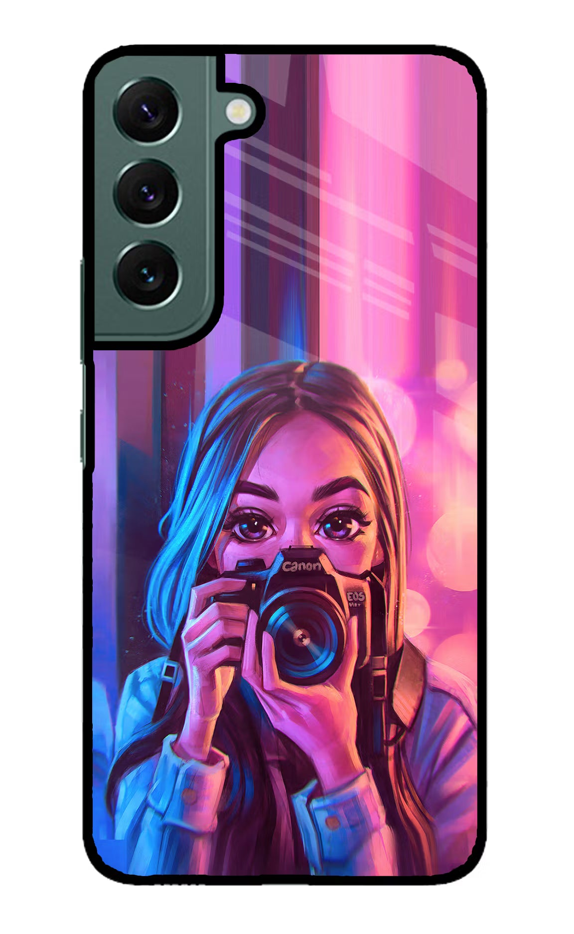 Girl Photographer Samsung S22 Glass Case Back Cover by Casekaro