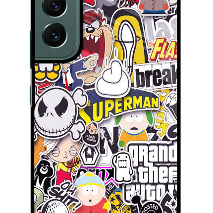 Sticker Bomb Samsung S22 Glass Case