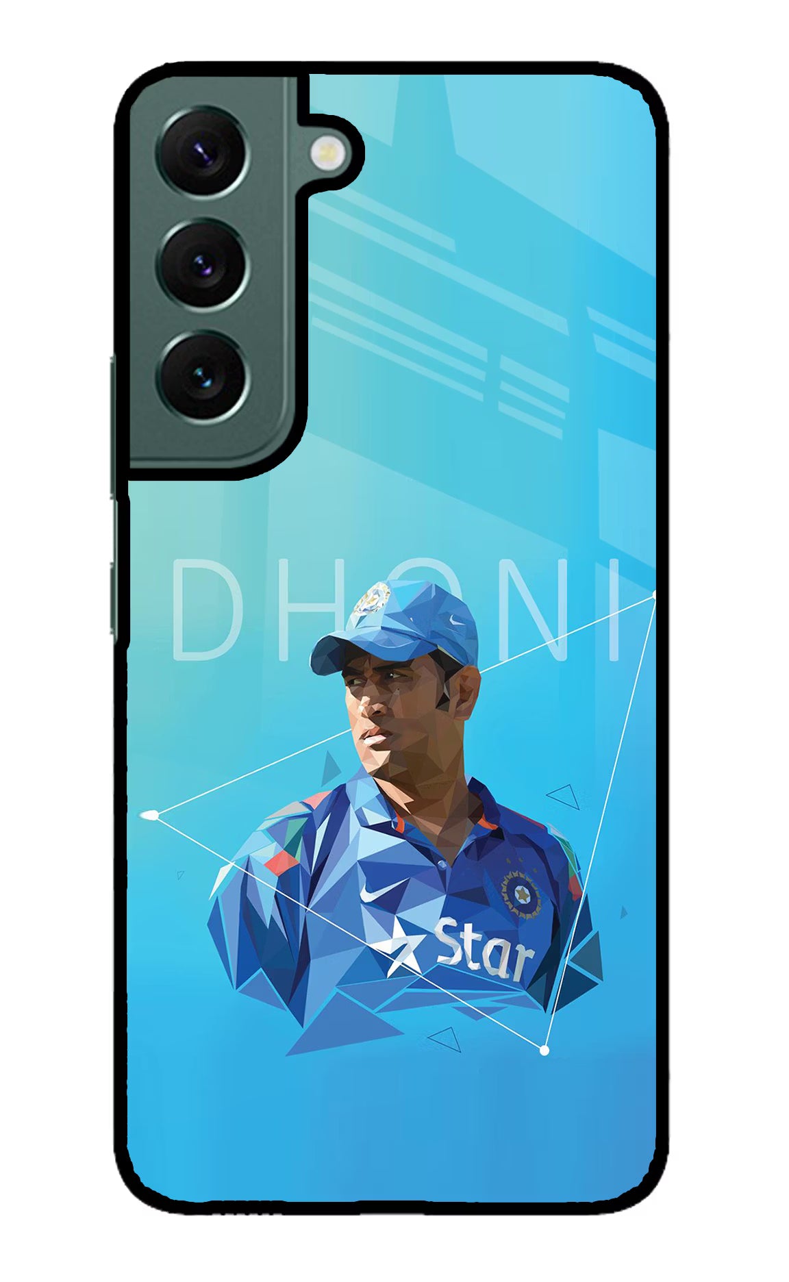 Dhoni Artwork Samsung S22 Glass Case Back Cover by Casekaro