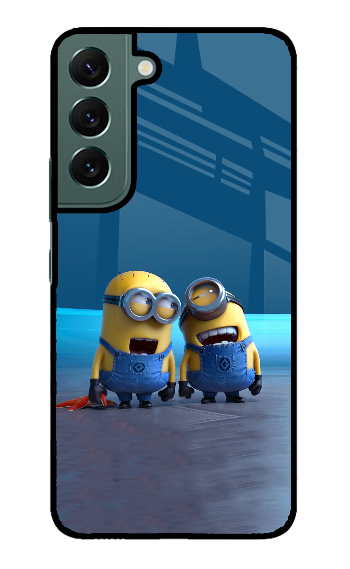 Minion Laughing Samsung S22 Glass Case Back Cover by Casekaro