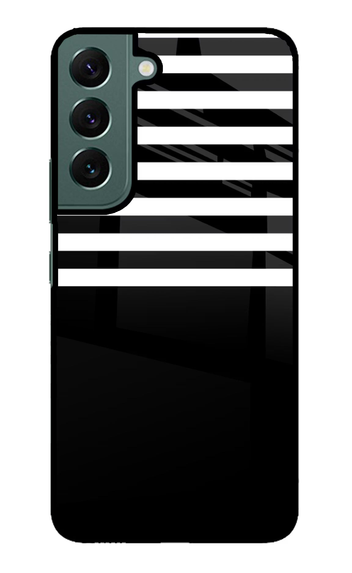 Black and White Print Samsung S22 Glass Case Back Cover by Casekaro