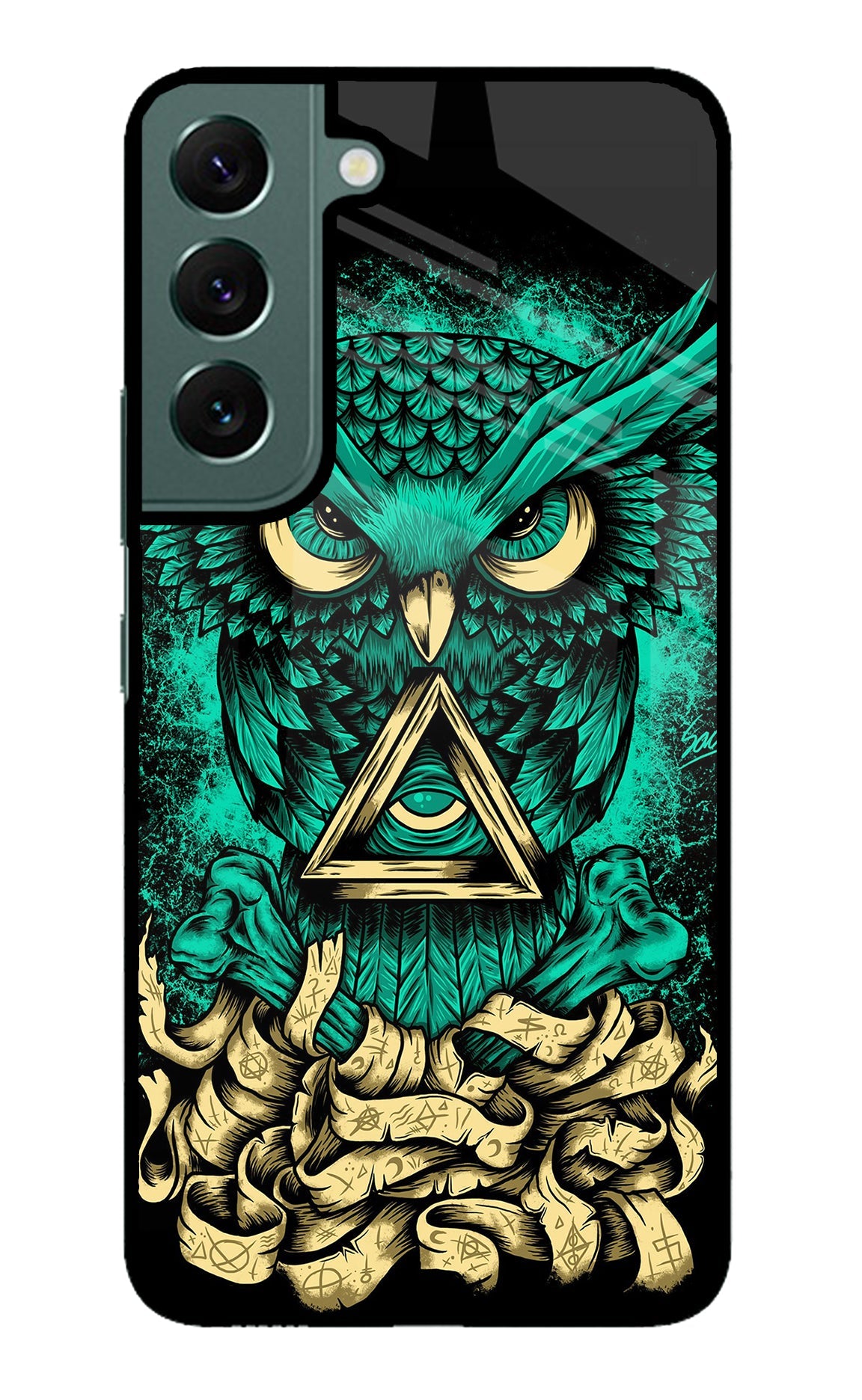 Green Owl Samsung S22 Glass Case