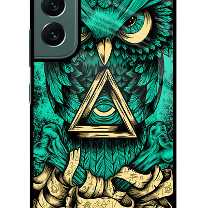 Green Owl Samsung S22 Glass Case