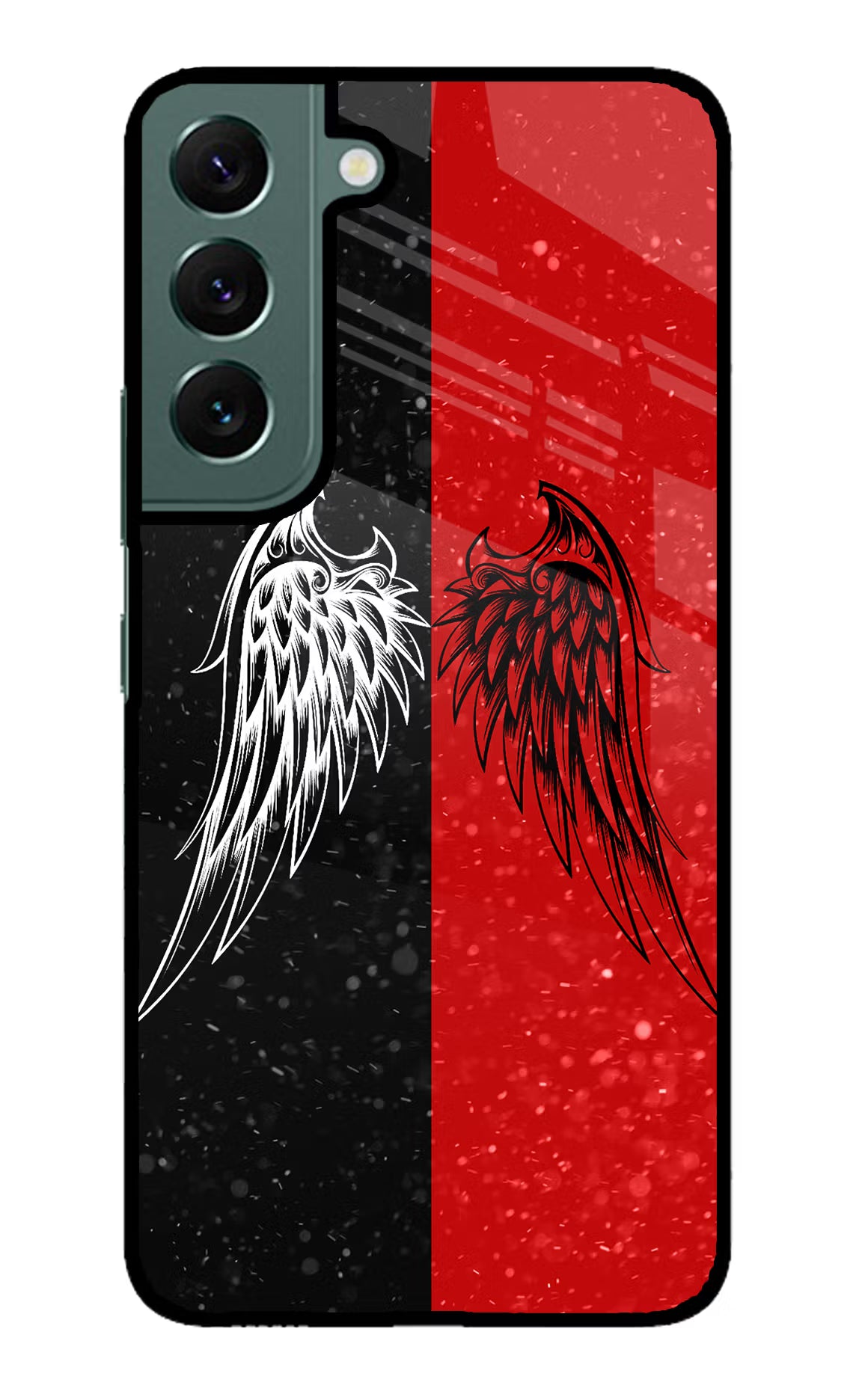 Wings Samsung S22 Glass Case Back Cover by Casekaro