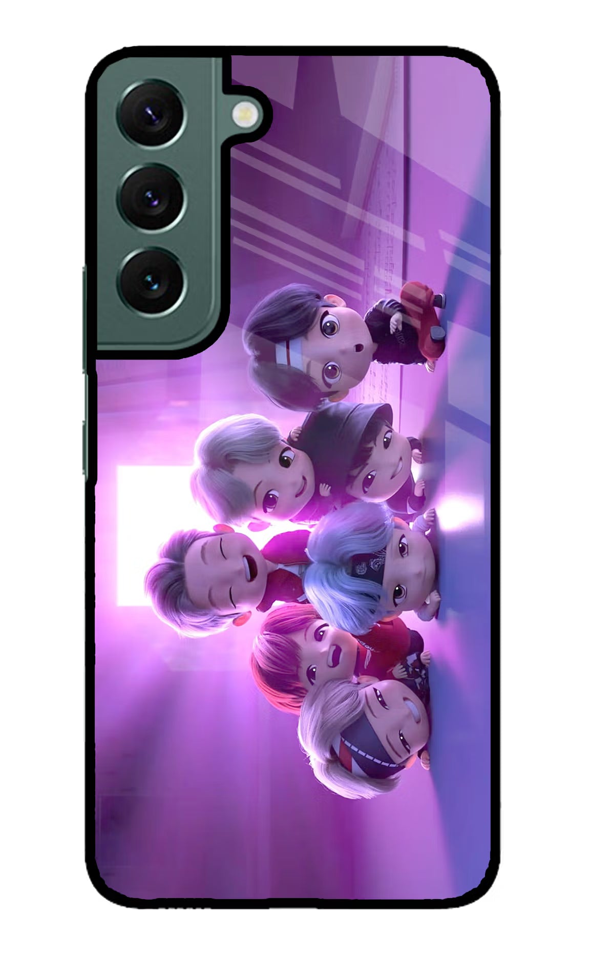 BTS Chibi Samsung S22 Glass Case Back Cover by Casekaro